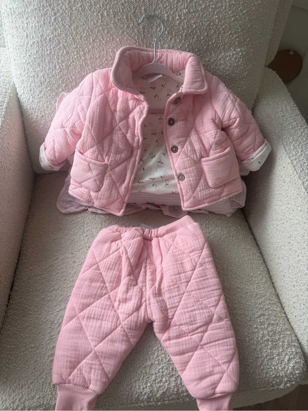 Quilted Pink Kids Matching Jacket & Pants Set